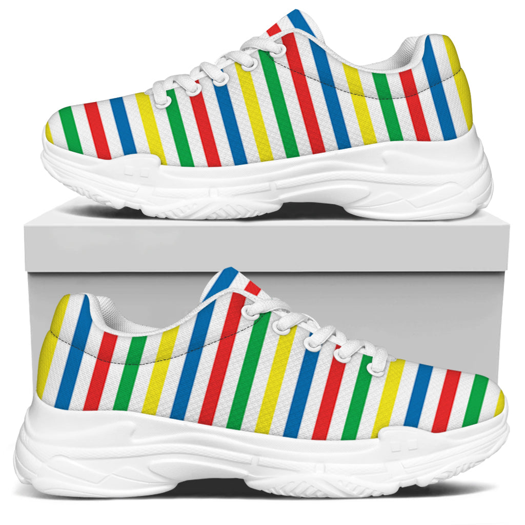 Colorful Striped Pattern Print White Chunky Shoes