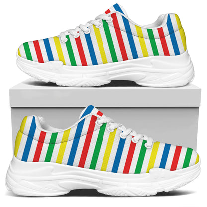 Colorful Striped Pattern Print White Chunky Shoes