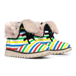 Colorful Striped Pattern Print Winter Boots