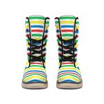 Colorful Striped Pattern Print Winter Boots