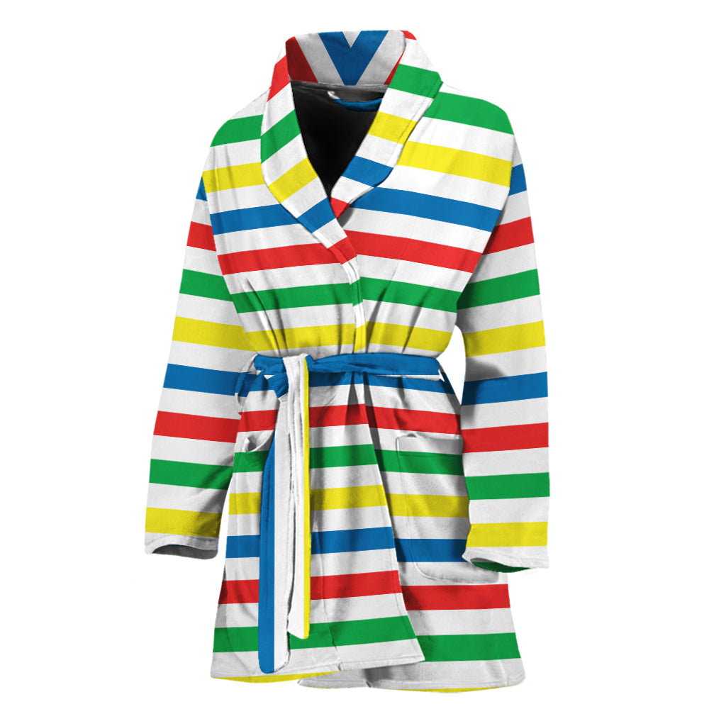 Colorful Striped Pattern Print Women's Bathrobe