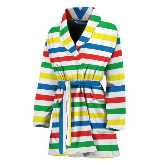 Colorful Striped Pattern Print Women's Bathrobe