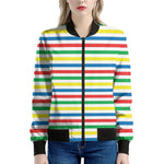 Colorful Striped Pattern Print Women's Bomber Jacket