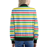 Colorful Striped Pattern Print Women's Bomber Jacket