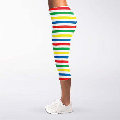 Colorful Striped Pattern Print Women's Capri Leggings
