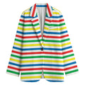 Colorful Striped Pattern Print Women's Cotton Blazer