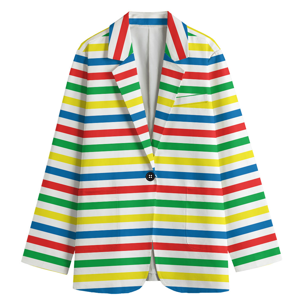Colorful Striped Pattern Print Women's Cotton Blazer
