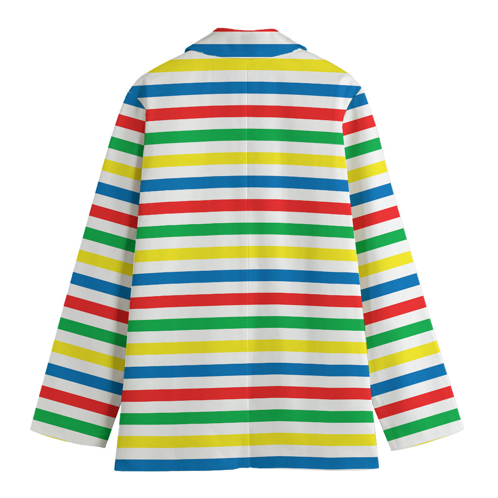 Colorful Striped Pattern Print Women's Cotton Blazer