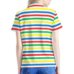 Colorful Striped Pattern Print Women's Polo Shirt