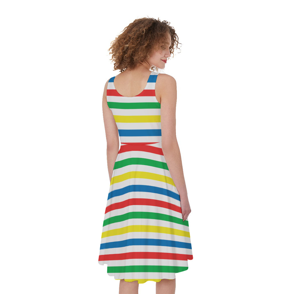 Colorful Striped Pattern Print Women's Sleeveless Dress