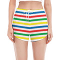 Colorful Striped Pattern Print Women's Split Running Shorts