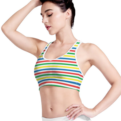 Colorful Striped Pattern Print Women's Sports Bra