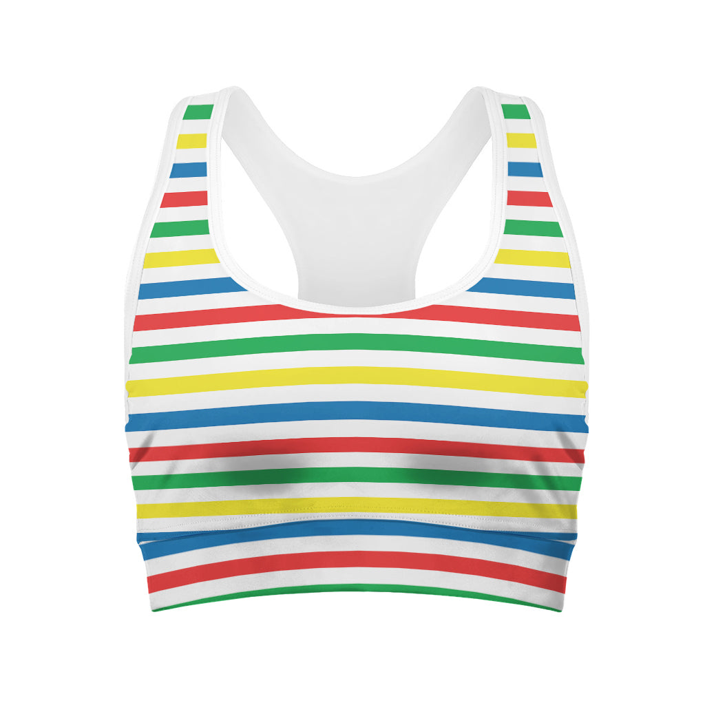Colorful Striped Pattern Print Women's Sports Bra
