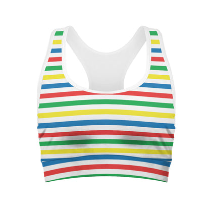 Colorful Striped Pattern Print Women's Sports Bra