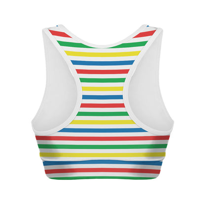 Colorful Striped Pattern Print Women's Sports Bra