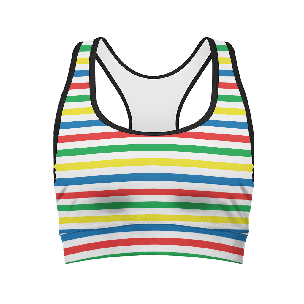 Colorful Striped Pattern Print Women's Sports Bra
