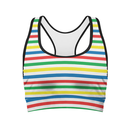 Colorful Striped Pattern Print Women's Sports Bra