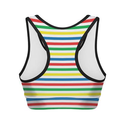 Colorful Striped Pattern Print Women's Sports Bra