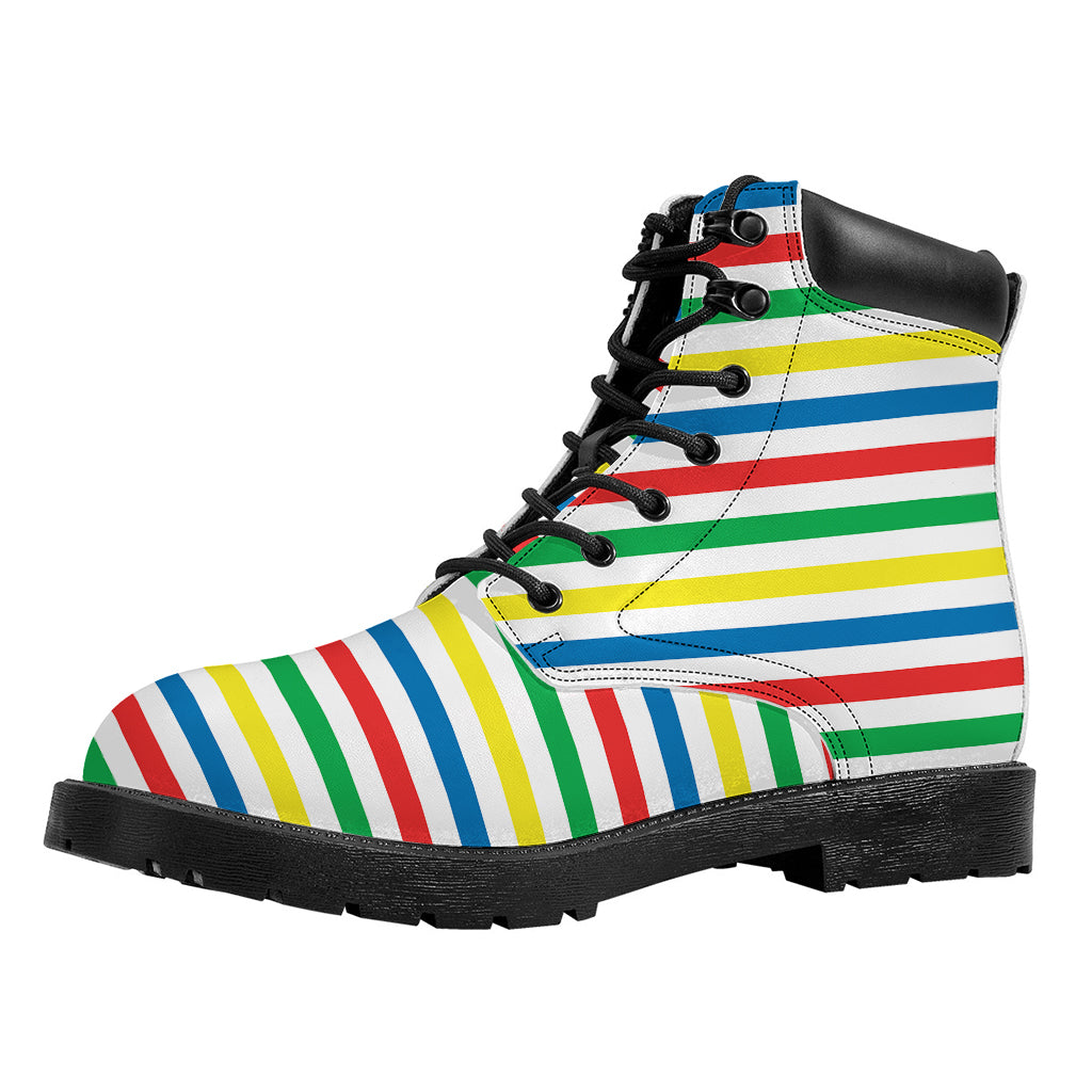 Colorful Striped Pattern Print Work Boots