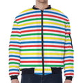 Colorful Striped Pattern Print Zip Sleeve Bomber Jacket