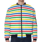 Colorful Striped Pattern Print Zip Sleeve Bomber Jacket