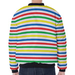 Colorful Striped Pattern Print Zip Sleeve Bomber Jacket