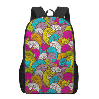 Colorful Surfing Wave Pattern Print 17 Inch Backpack