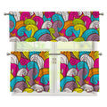 Colorful Surfing Wave Pattern Print 3 Piece Kitchen Curtains