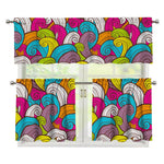 Colorful Surfing Wave Pattern Print 3 Piece Kitchen Curtains