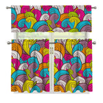 Colorful Surfing Wave Pattern Print 3 Piece Kitchen Curtains