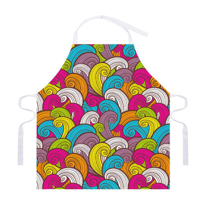 Colorful Surfing Wave Pattern Print Adjustable Apron