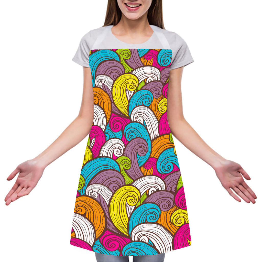 Colorful Surfing Wave Pattern Print Adjustable Apron