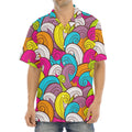 Colorful Surfing Wave Pattern Print Aloha Shirt