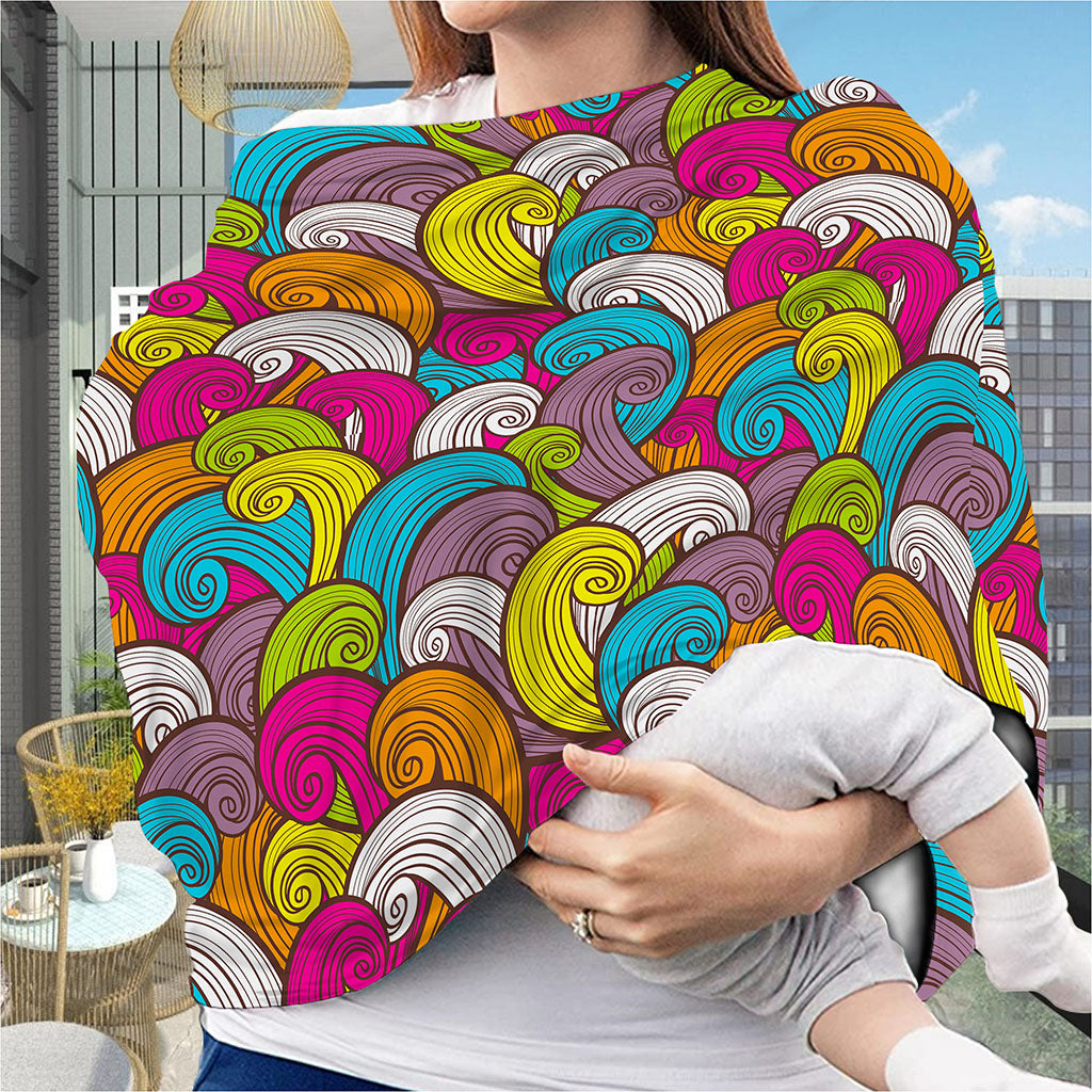 Colorful Surfing Wave Pattern Print Baby Seat Cover