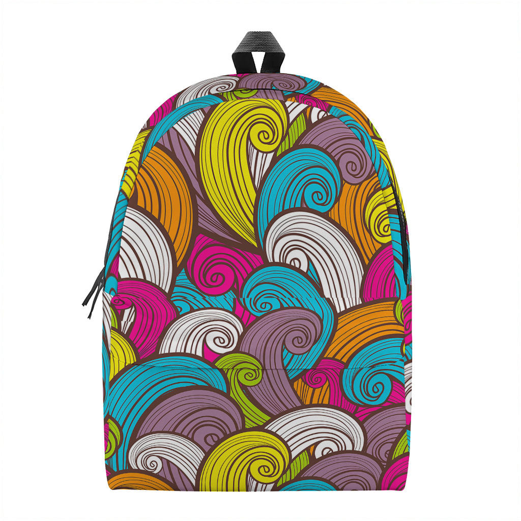 Colorful Surfing Wave Pattern Print Backpack