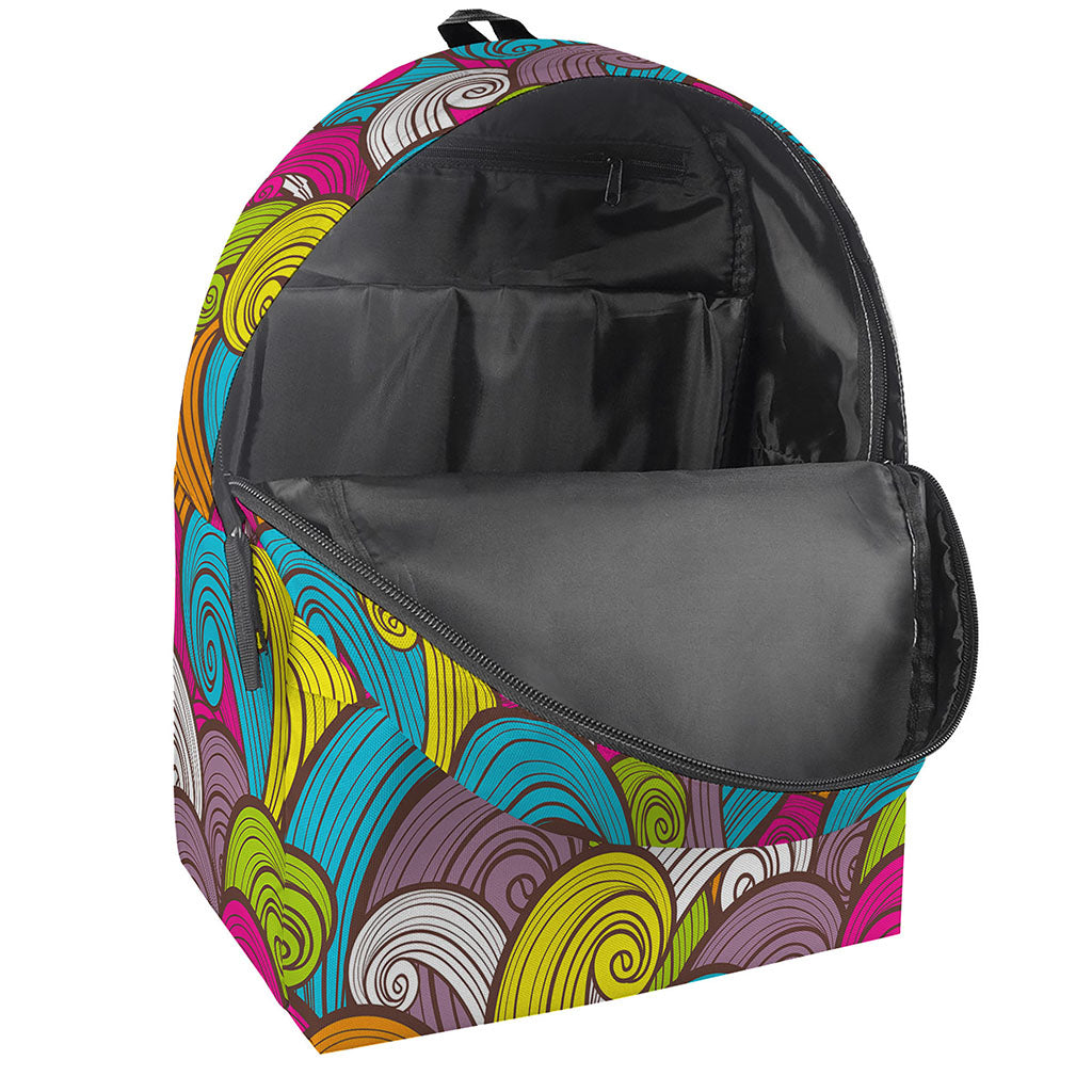 Colorful Surfing Wave Pattern Print Backpack