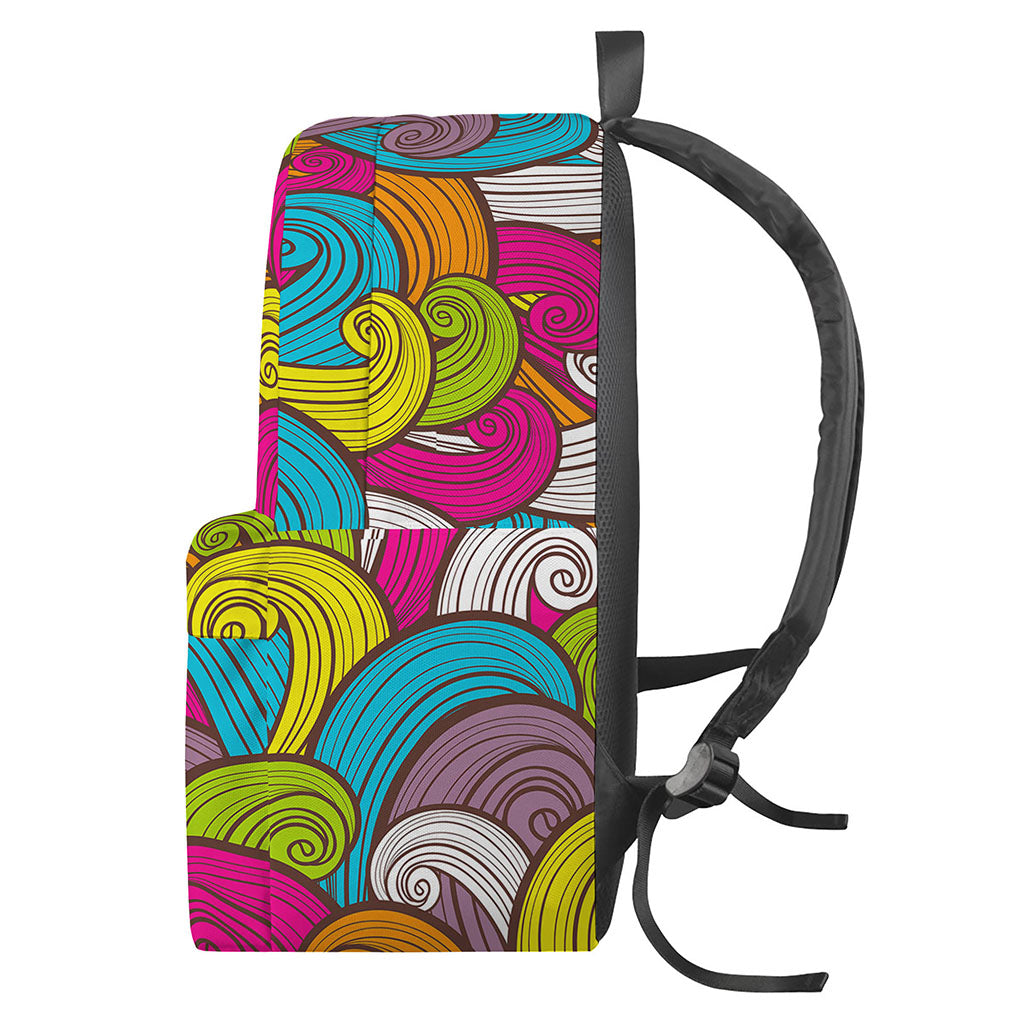 Colorful Surfing Wave Pattern Print Backpack