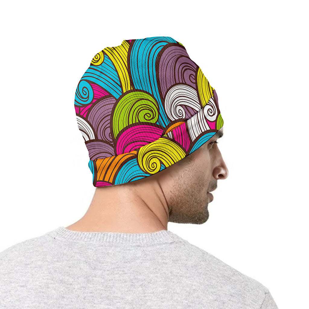 Colorful Surfing Wave Pattern Print Beanie