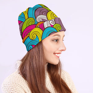 Colorful Surfing Wave Pattern Print Beanie