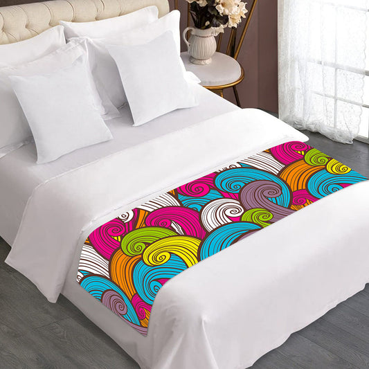 Colorful Surfing Wave Pattern Print Bed Runner