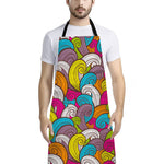 Colorful Surfing Wave Pattern Print Bib Apron With Pocket