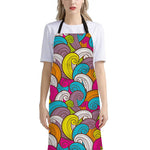 Colorful Surfing Wave Pattern Print Bib Apron With Pocket