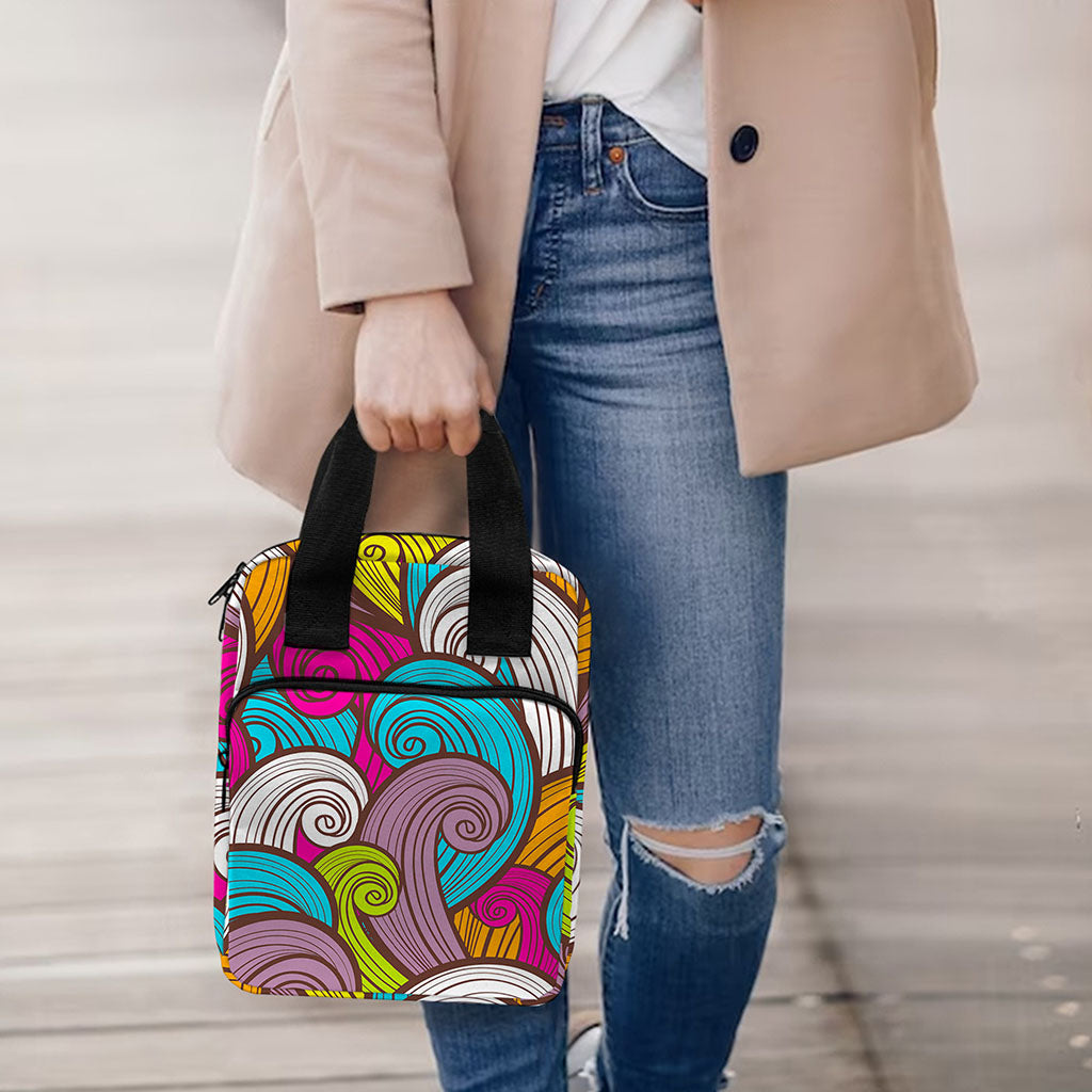 Colorful Surfing Wave Pattern Print Bible Tote Bag