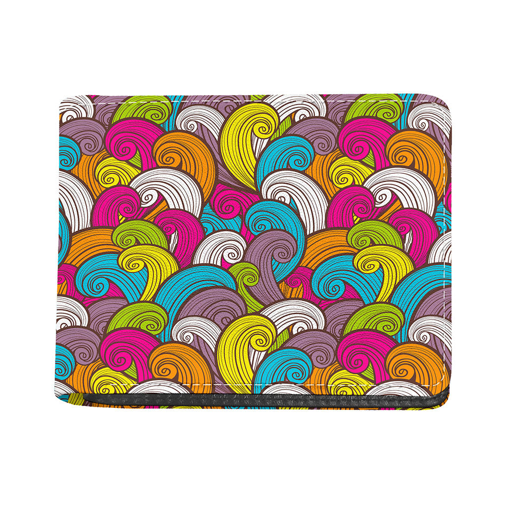 Colorful Surfing Wave Pattern Print Bifold Wallet