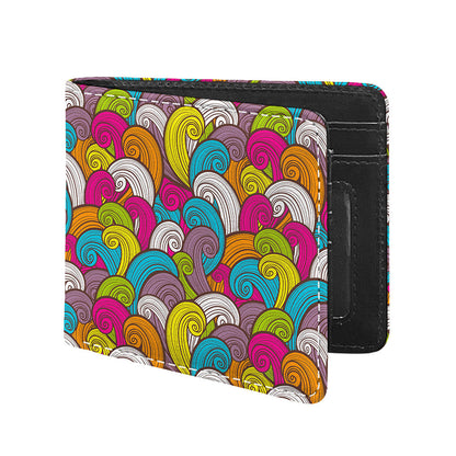 Colorful Surfing Wave Pattern Print Bifold Wallet