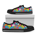 Colorful Surfing Wave Pattern Print Black Low Top Sneakers