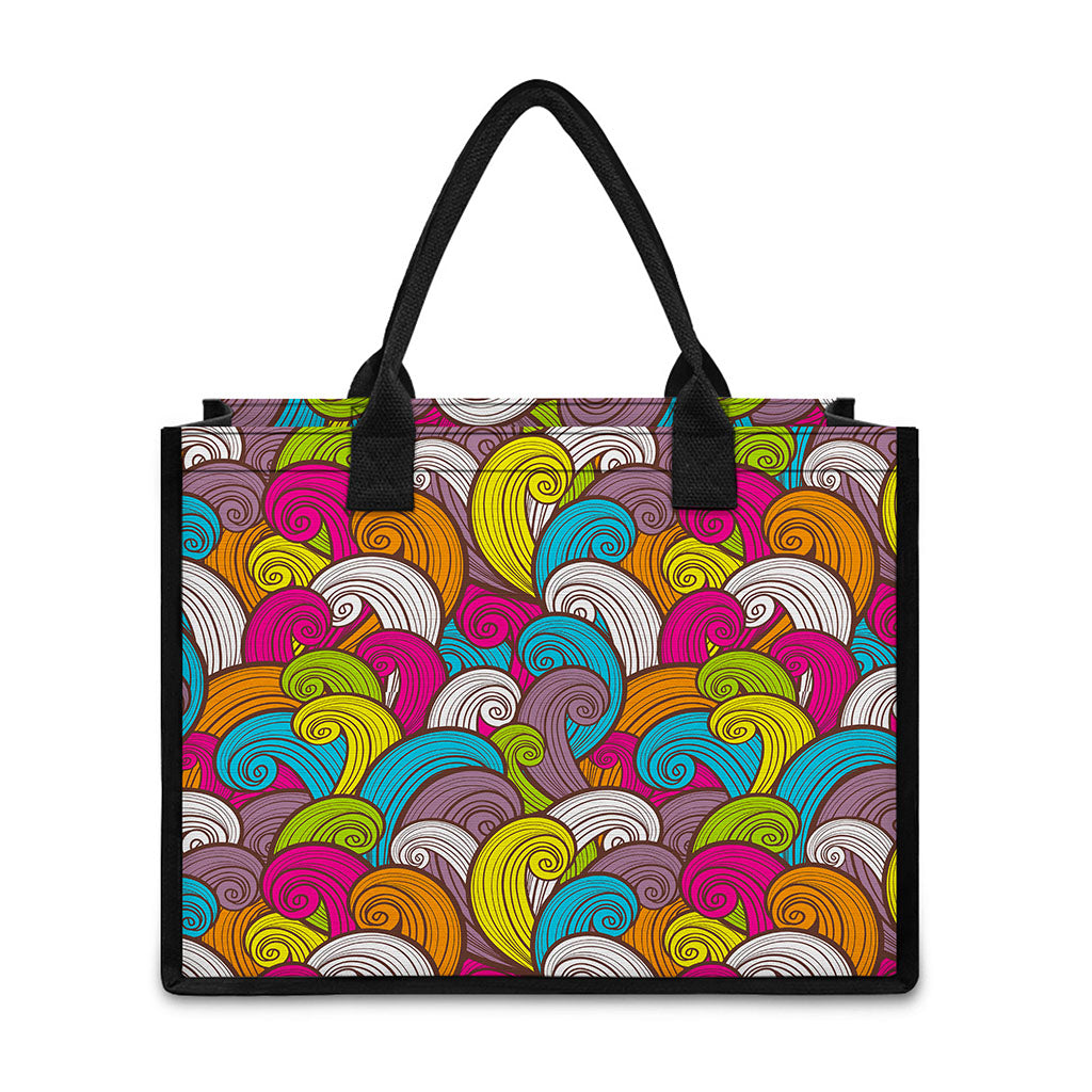 Colorful Surfing Wave Pattern Print Canvas Tote Bag