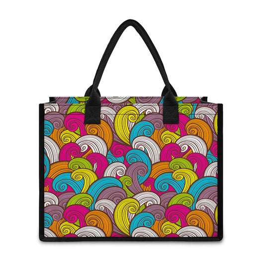 Colorful Surfing Wave Pattern Print Canvas Tote Bag