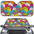 Colorful Surfing Wave Pattern Print Car Windshield Sun Shade