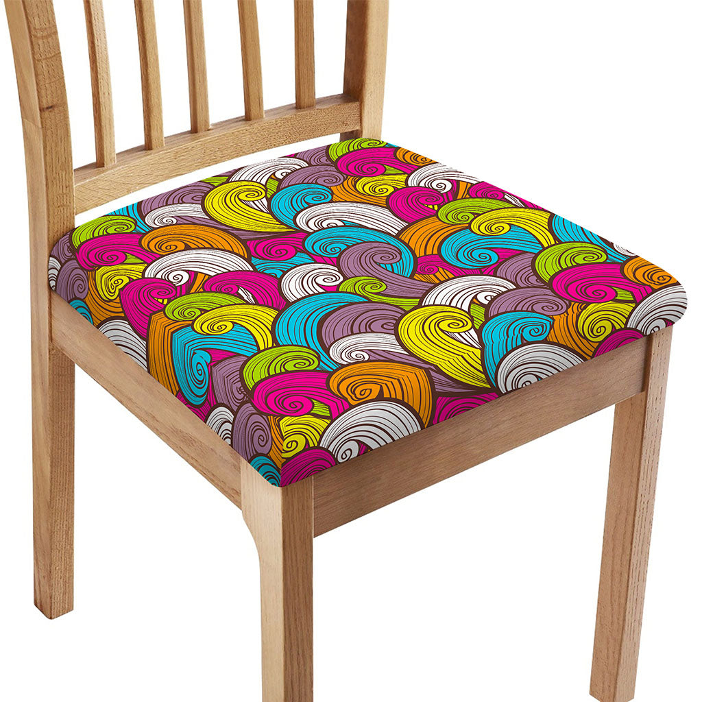 Colorful Surfing Wave Pattern Print Chair Cushion Cover